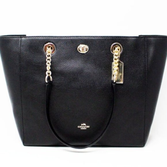 Coach Handbags - COACH Chain Bag 56830 Turnlock Black Tote NWT PRICE FIRM